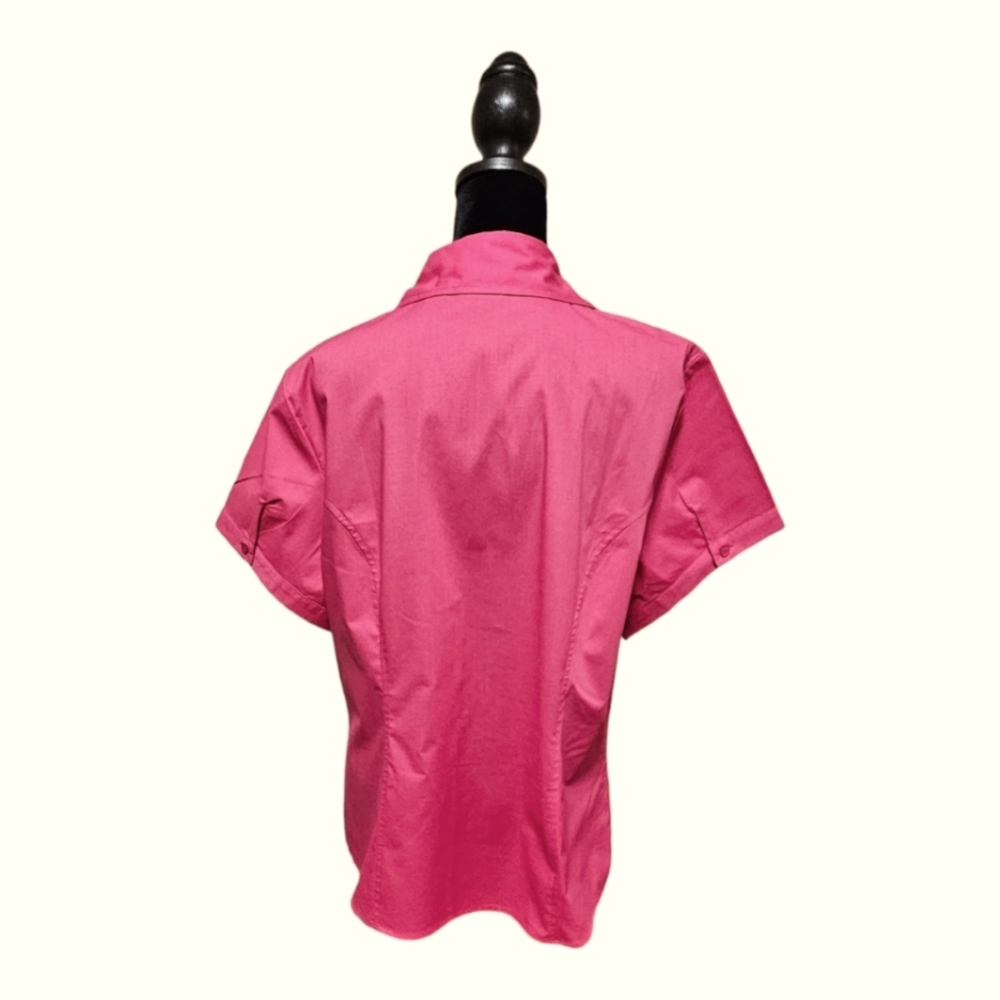 RIDERS by LEE Women's Wrinkle Resistant Button-Down Shirt with Collar Pink L - Picture 7 of 7